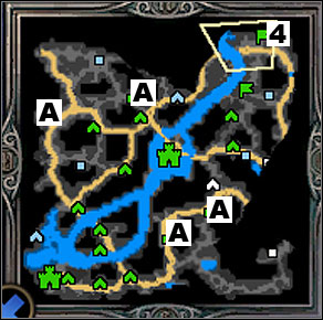 When in the dungeon, defeat the garrisons guarding the dwarfish artifacts (A) - Missions 4, 5 | Campaign 5: The Ranger - Campaign 5: The Ranger - Heroes of Might and Magic V Game Guide & Walkthrough