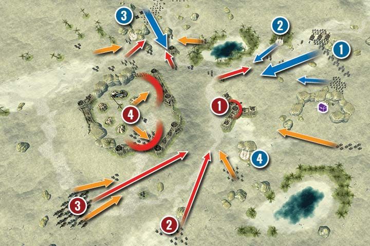 The situation on the map looks as follows - Mission 20 - Kerrash Hill | Campaign - Human Campaign - Hex Commander Game Guide
