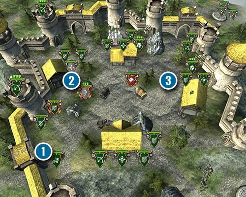 Position your army beyond the wyverns attack range in order to prepare for the proper attack. Use the woods and special skills to weaken your enemy. - Mission 18 - Elunore Infection | Elves Campaign - Elves Campaign - Hex Commander Game Guide