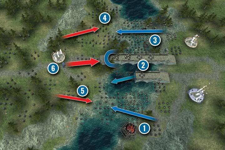 Storming enemy positions, which are on the other side of a river is no simple task - Mission 10 - Shallow Pass | Greenskins Campaign - Greenskins Campaign - Hex Commander Game Guide