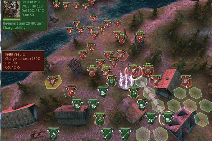 Boars charge is equally as powerful as that of Cavalry or Unicorns. Boars of War have numerous advantages, but you should watch out to not lose them irresponsibly. - Mission 17 - The Chase - Dwarves Campaign Walkthrough - Dwarves Campaign - Hex Commander Game Guide