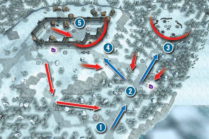 You start the mission south of the fort (1) - Mission 14 - Unexpected Strike | Elves Campaign - Elves Campaign - Hex Commander Game Guide
