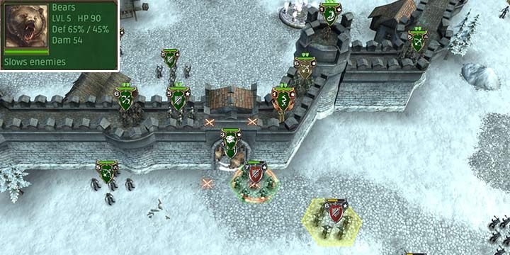 Bears are a powerful unit that has a lot of health points and high damage reduction. This is the perfect defensive unit. Put them in the gate and keep them close to the Healer so that you can maintain control over the gatehouse. - Mission 15 - Persistence | Elves Campaign - Elves Campaign - Hex Commander Game Guide