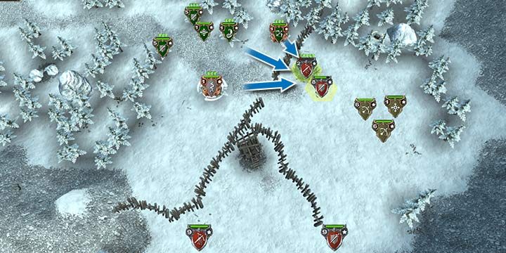 The heroes can deal with the guards easily. Just place them in the forest and eliminate the enemies one by one. - Mission 16 - Mountain Hideout | Elves Campaign - Elves Campaign - Hex Commander Game Guide