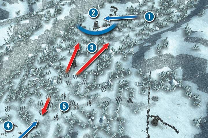 You start the mission in the location where you have completed the previous task (1) - Mission 17 - Lighting Strikes Twice | Elves Campaign - Elves Campaign - Hex Commander Game Guide