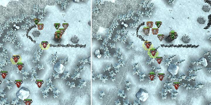 Mages are the greatest asset you have in your ranks. Sylvius can stop enemies from breaking into the camp, and the other Elf Mages will weaken the offensive capabilities of hostile forces. - Mission 17 - Lighting Strikes Twice | Elves Campaign - Elves Campaign - Hex Commander Game Guide