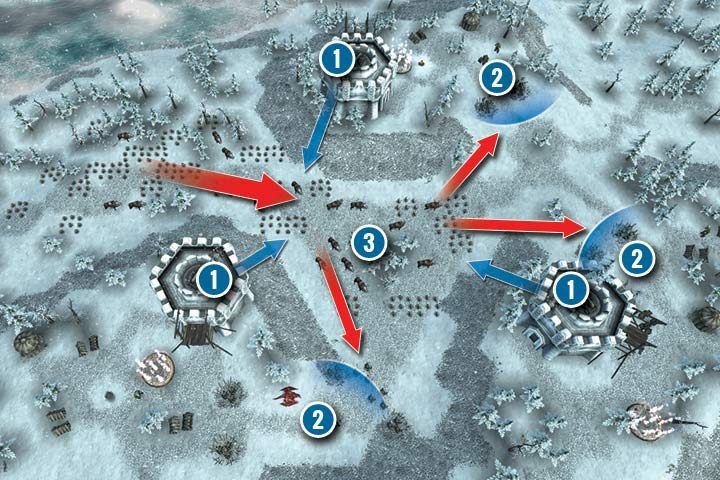 The mission starts at the moment, in which your army has taken control of the Dwarven towers - Mission 18 - Frozen Peaks | Greenskins Campaign - Greenskins Campaign - Hex Commander Game Guide