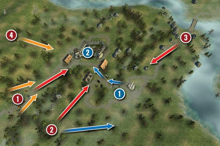 This mission starts in the middle of the map, right next to the only working teleport here (1) - Mission 28 - Towers of Ara | Campaign - Human Campaign - Hex Commander Game Guide