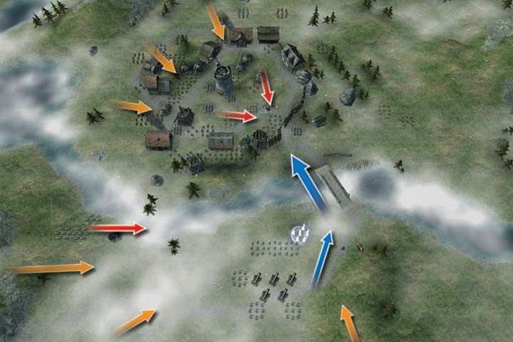 Your army is located south from the village, near the teleport - Mission 16 - Rauenborn Offensive | Campaign - Human Campaign - Hex Commander Game Guide