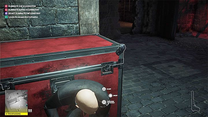 The side area contains a large container that can be used to hide both bodies (this will enable you to change your outfit freely) - Hitman 2: Obtaining first disguise - The Ark Society walkthrough - The Ark Society (Isle of Sgail) - Hitman 2 Guide