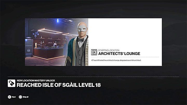 The Ark Architect outfit can be easily acquired just by reaching Sgail Mastery Level 18 - Hitman 2: Obtaining first disguise - The Ark Society walkthrough - The Ark Society (Isle of Sgail) - Hitman 2 Guide