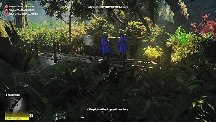 Mission storys walkthrough: Its best to start this mission from coca fields because youll learn about missing component of the machine from a conversation between guards in blue costumes - Hitman 2: Story Missions - Three-Headed Serpent walkthrough - Three-Headed Serpent (Santa Fortuna) - Hitman 2 Guide
