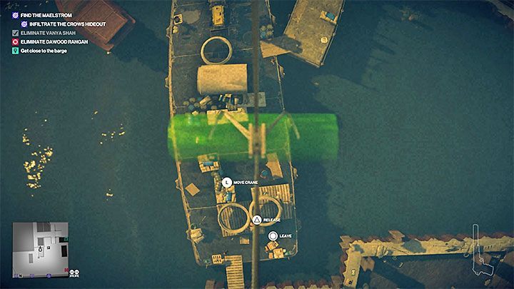 You can wait for the meeting without leaving the container or you can approach the barge - Hitman 2: Assassinating the Maelstrom - Chasing a Ghost walkthrough - Chasing a Ghost (Mumbai) - Hitman 2 Guide