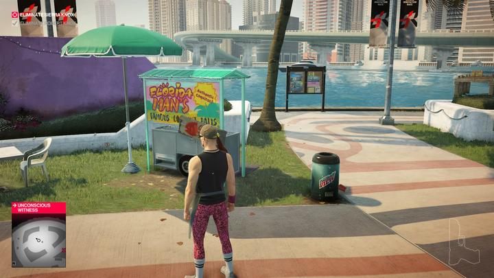 You will find this outfit on a guy who resides on the pier. Open the food box. - Hitman 2: Story Missions - The Finish Line walkthrough - The Finish Line (Miami) - Hitman 2 Guide