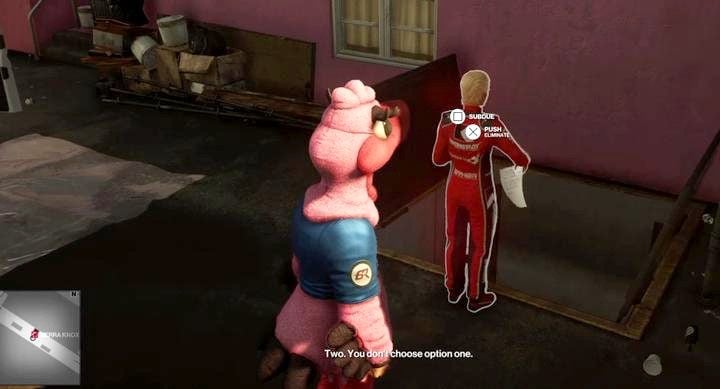 Push Sierra into the shaft when she gets rid of the blackmailers documents. - Hitman 2: Assassination of Sierra Knox - The Finish Line walkthrough - The Finish Line (Miami) - Hitman 2 Guide