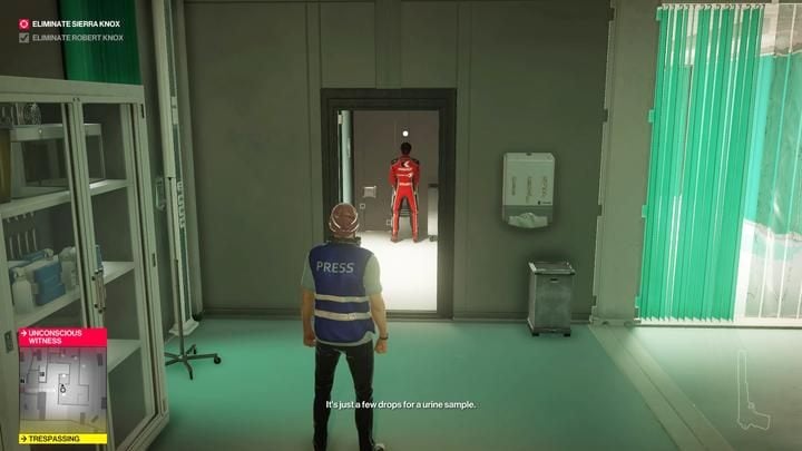 Turn the tap to help the driver pass the urine sample. - Hitman 2: Assassination of Sierra Knox - The Finish Line walkthrough - The Finish Line (Miami) - Hitman 2 Guide