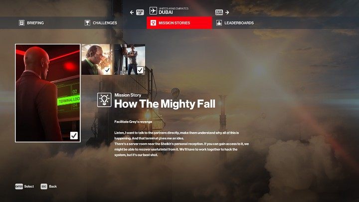 The On Top of the World mission has three mission stories that will earn you the trust of both targets, and give you a chance of eliminating them in different ways: Bird Of Prey, (In)Security, and How The Mighty Fall - Hitman 3: On Top of the World, Dubai - map, mission information - On Top of the World - Dubai - Hitman 3 Guide