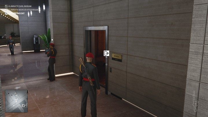 After eliminating both targets (Carl Ingram and Marcus Styuvesant), go down to the third floor - Hitman 3: Dubai Map (Burj Al-Ghazali) - how to leave? - On Top of the World - Dubai - Hitman 3 Guide