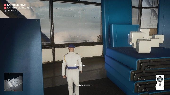 The last two electronic locks can be found behind the scene, where is the presentation of installations (point number 10, level 1) - Hitman 3: Electronic Windows - list - On Top of the World - Dubai - Hitman 3 Guide