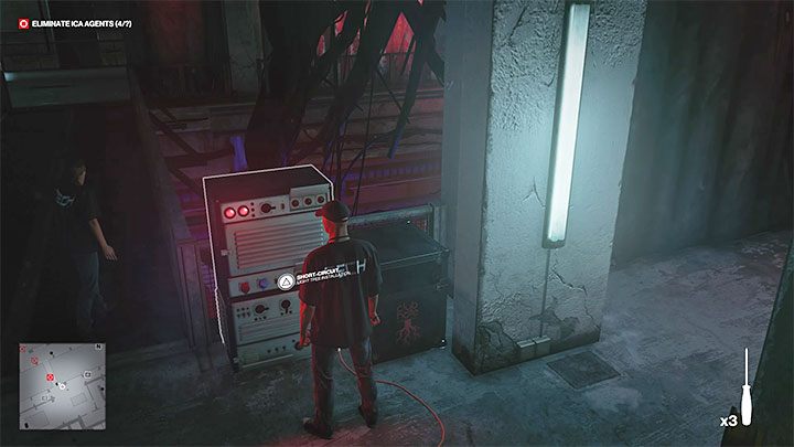 With the screwdriver, go to the Light Rig Installation located next to the balcony - Hitman 3: The Assassination of Agent Montgomery (The Leader) - Berlin, walkthrough - Apex Predator - Berlin - Hitman 3 Guide
