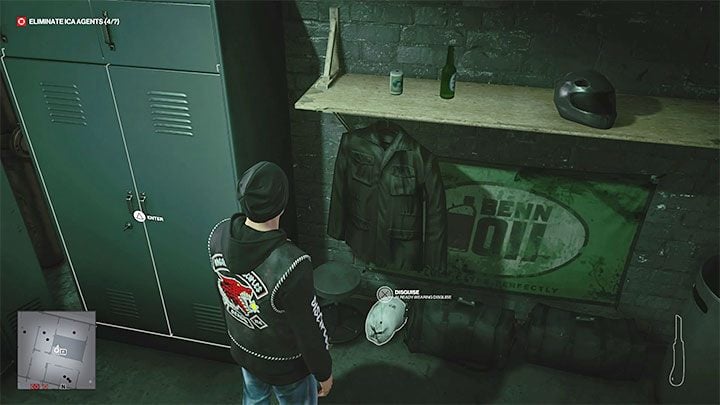 There is an unused biker disguise on the map, although it is inside their building - Hitman 3: Berlin - Best Disguises - Apex Predator - Berlin - Hitman 3 Guide