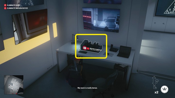 When the guard roaming around this room is not looking in your direction, sneak over to the desk on the right and destroy the Camera Recorder - Hitman 3: CCTV in Chongqing (China) - where it is stored? - End Of An Era - Chongqing - Hitman 3 Guide
