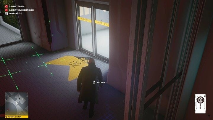 Now go back to the hallway with the camera and sneak to the door - Hitman 3: Chongqing - Best Disguises - End Of An Era - Chongqing - Hitman 3 Guide