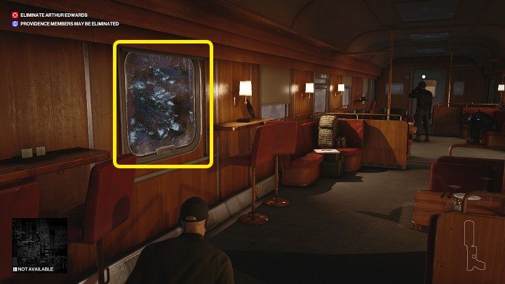 Once the guard is not looking in your direction, go through the window on the left - Hitman 3: Eliminating Arthur Edwards Carpathian Mountains, walkthrough - Untouchable - Carpathian Mountains - Hitman 3 Guide