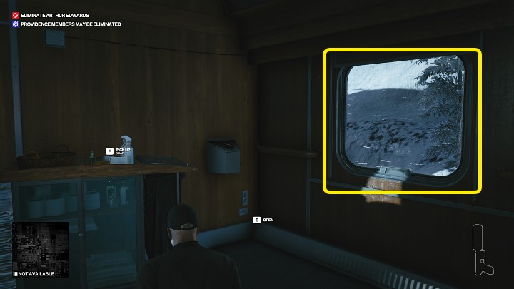 Now you must once again use the window on the right - Hitman 3: Eliminating Arthur Edwards Carpathian Mountains, walkthrough - Untouchable - Carpathian Mountains - Hitman 3 Guide