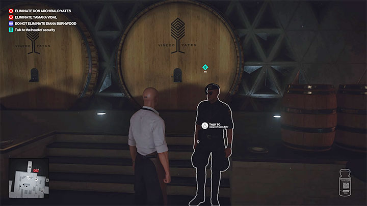 If you don't want to be recorded by the cameras, don't go to the barrel room by opening the refrigerator door, but by going through the ventilation tunnels - Hitman 3: How to unlock the Ripe for the Picking trophy/achievement? - Trophy Guide - Hitman 3 Guide