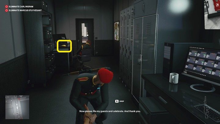 Drag the guard's body to the security room and hide in the closet - Hitman 3: Keep Your Eyes Peeled - how to unlock this trophy/achievement? - Trophy Guide - Hitman 3 Guide