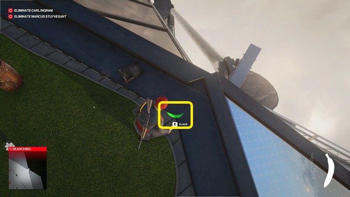 Now head to the observation deck and place a banana peel in the location shown in the image above (default Capslock on PC, R1/L1 on PS4/PS5, LB/RB on Xbox One/X/S) - Hitman 3: Keep Your Eyes Peeled - how to unlock this trophy/achievement? - Trophy Guide - Hitman 3 Guide