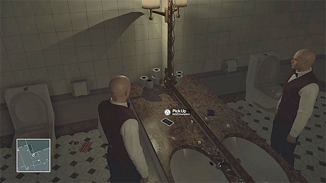 An invitation can be found in the toilet. - Disguises and important items | Paris: The Showstopper - Paris: The Showstopper - Hitman Game Guide
