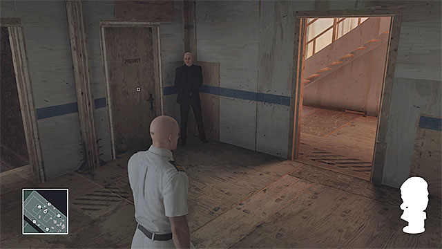 One of the bodyguards is guarding the entrance to Ritters private quarter - Disguises and important items | Freeform Training - Freeform Training - Hitman Game Guide