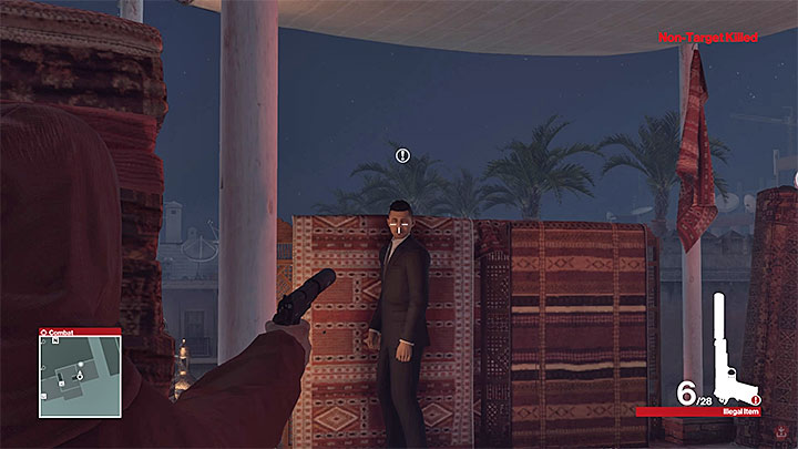 Kill the bodyguard or lure him away from the shop owner by tossing a throwable - Studying Mendolas route and reaching the VIP area | Marrakesh: A House Built on Sand - Summer Episode - Marrakesh: A House Built on Sand - Hitman Game Guide