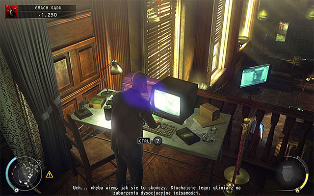 If you have safely got to the computer terminal, interact with it - Courthouse - Getting to the holding cells in defendant disguise | 15: Skurkys Law - 15: Skurkys Law - Hitman: Absolution Game Guide