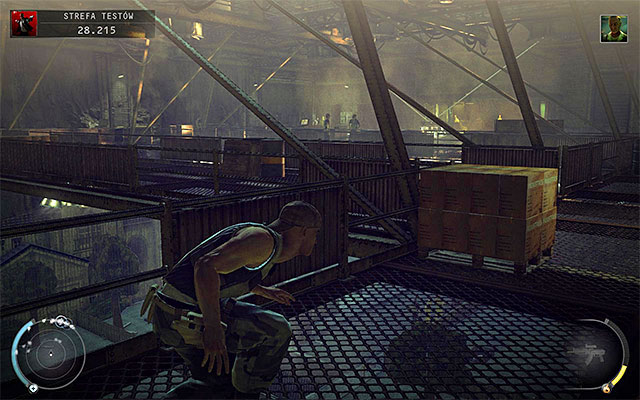 Depending on difficulty level you can encounter three or four guards on upper balconies - Test Facility - Exploring the test facility | 12: Death Factory - 12: Death Factory - Hitman: Absolution Game Guide