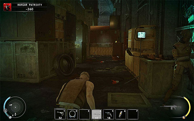 If you want to get to the next location disguised as Patriot, so you can fight with Sanchez in the ring, you have first to obtain the proper disguise - Patriots Hangar - Using Patriots clothes | 13: Fight Night - 13: Fight Night - Hitman: Absolution Game Guide