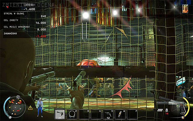 The most obvious method to eliminate Sanchez is to shoot him with a pistol or other standard weapon - The Arena - Murdering Sanchez in traditional way | 13: Fight Night - 13: Fight Night - Hitman: Absolution Game Guide