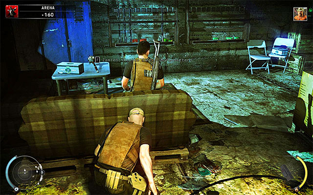 Ilyon R700 sniper rifle can be found in the right room, with a guard sitting on the couch - The Arena - Murdering Sanchez in traditional way | 13: Fight Night - 13: Fight Night - Hitman: Absolution Game Guide