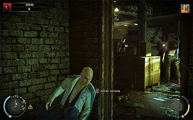 Use the stairs, but stop on the landing - The Arena - Murdering Sanchez in traditional way | 13: Fight Night - 13: Fight Night - Hitman: Absolution Game Guide