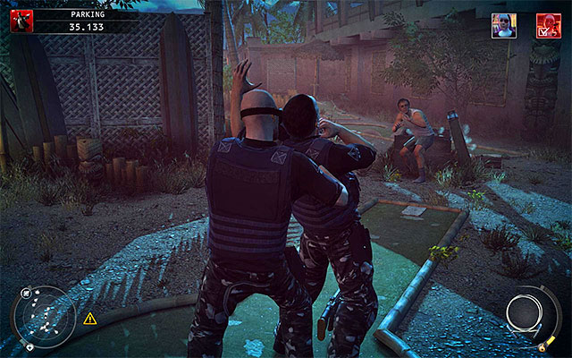 Both paths described earlier in the text will allow you to reach a small minigolf course with an Agency soldier and an innocent civilian - Parking - Reaching the area patrolled by Heather McCarthy | 14: Attack of the Saints - 14: Attack of the Saints - Hitman: Absolution Game Guide