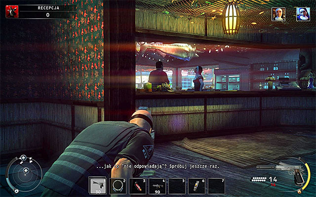 You begin the exploration of the reception in a safe area - Reception - Exploring the reception | 14: Attack of the Saints - 14: Attack of the Saints - Hitman: Absolution Game Guide