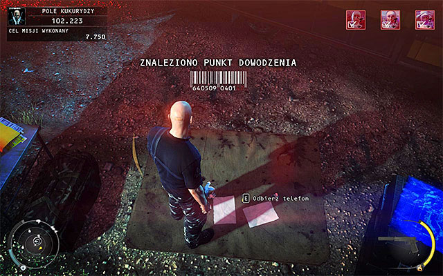 Once youve made your way to the command post quickly locate a cell phone seen on the screen above - Cornfield - Reaching the command post | 14: Attack of the Saints - 14: Attack of the Saints - Hitman: Absolution Game Guide