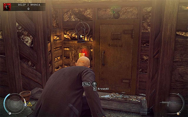 Crouch and turn left, getting into trenches - Gun Shop - Getting the key to the cabinet | 8: Birdies Gift - 8: Birdies Gift - Hitman: Absolution Game Guide