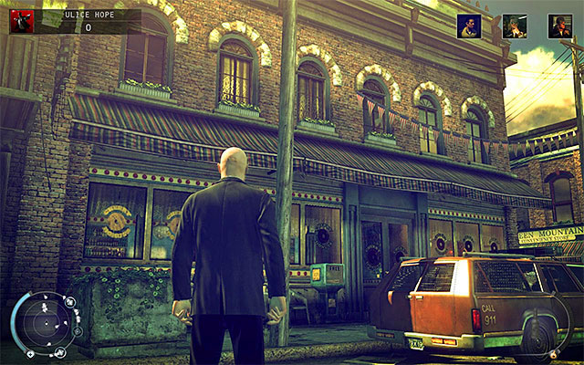 Left from the alley, where you start the mission, you can find a Cherry Donuts store - Streets of Hope - Exploring the town | 9: Shaving Lenny - 9: Shaving Lenny - Hitman: Absolution Game Guide