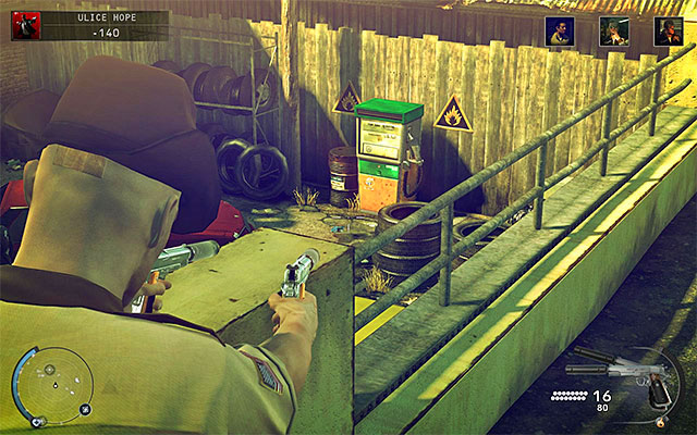 If you play on higher difficulty levels, the safer solution is to shot from the upper balcony shown on the above screen - Streets of Hope - Murdering Tyler Colvin | 9: Shaving Lenny - 9: Shaving Lenny - Hitman: Absolution Game Guide