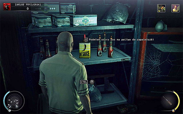 Now go to the basement of the barbershop and swap hot sauce with the lighter fuel - 9: Shaving Lenny - p. 2 | Challenges - Challenges - Hitman: Absolution Game Guide