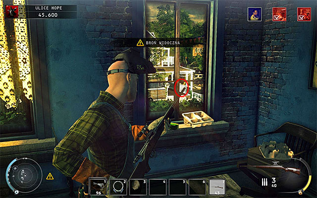 This challenge can be completed in the first stage of the mission - Streets of Hope and same as previously you have to start with obtaining a sniper rifle (Ilyon R700), which can be found on the donut shop first floor - 9: Shaving Lenny - p. 2 | Challenges - Challenges - Hitman: Absolution Game Guide
