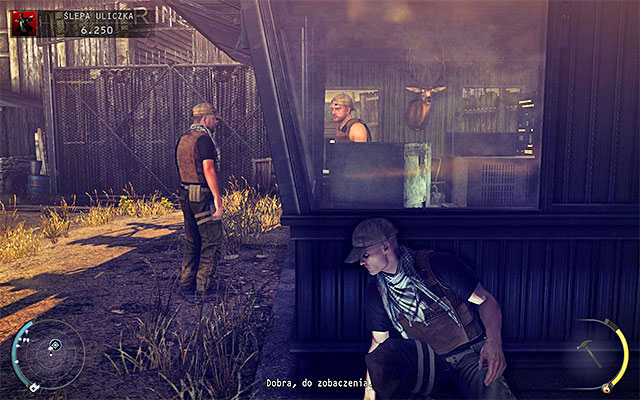 After approaching the second post, place yourself at its shutter but do not go inside until local guards end the conversation and walk away - Dead End - Disabling primary and backup security systems | 11: Dexter Industries - 11: Dexter Industries - Hitman: Absolution Game Guide